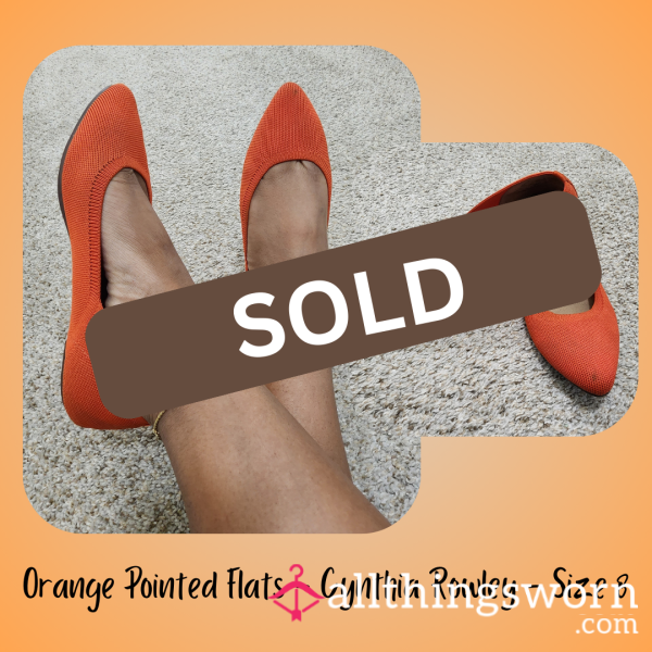 Orange Pointed Flats - Cynthia Rowley - Size 8