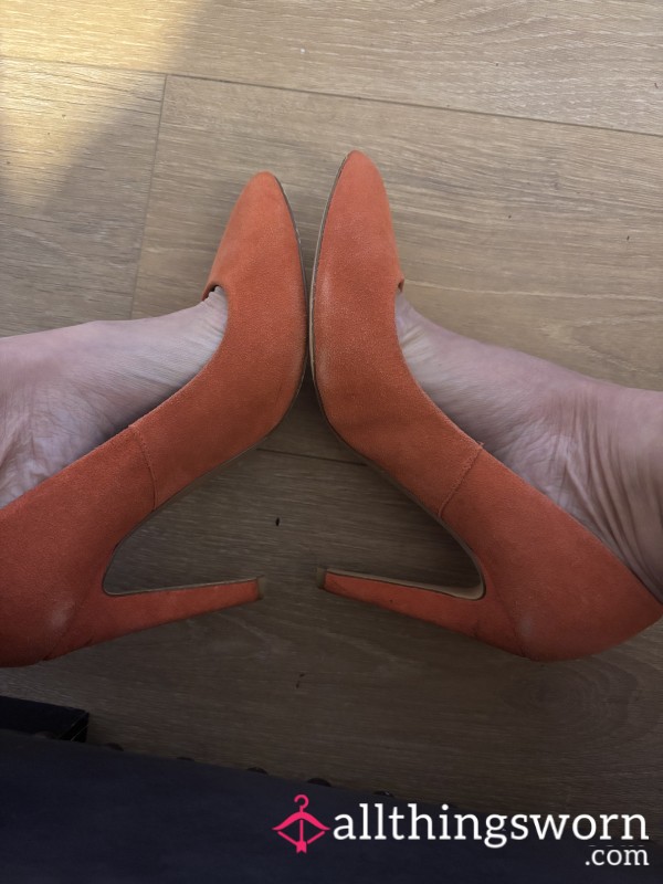 Orange Suede Heels