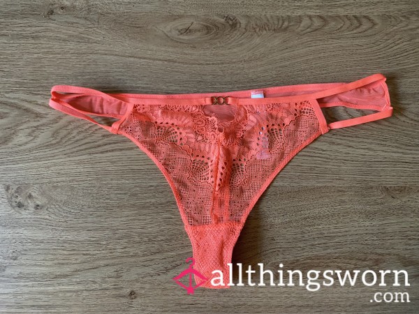 Orange Thong - 24 Hour Wear With Picture Proof