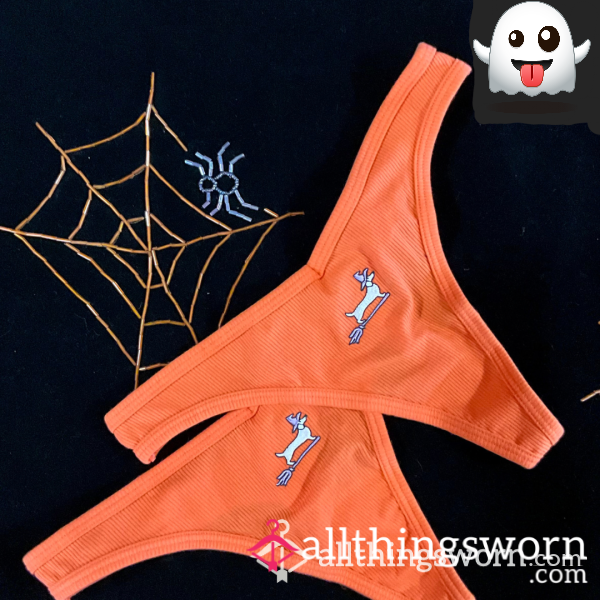 🚨🧡 SALE! Orange Thong, Ribbed Cotton, Halloween ~ Worn To Your Liking