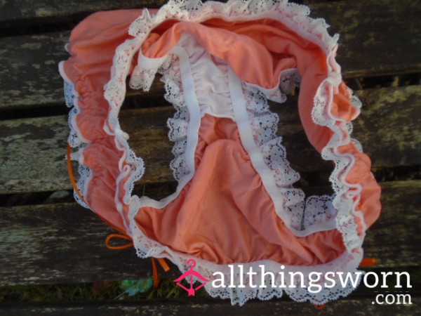 🧡Orange With White Frill Lace Panties🧡