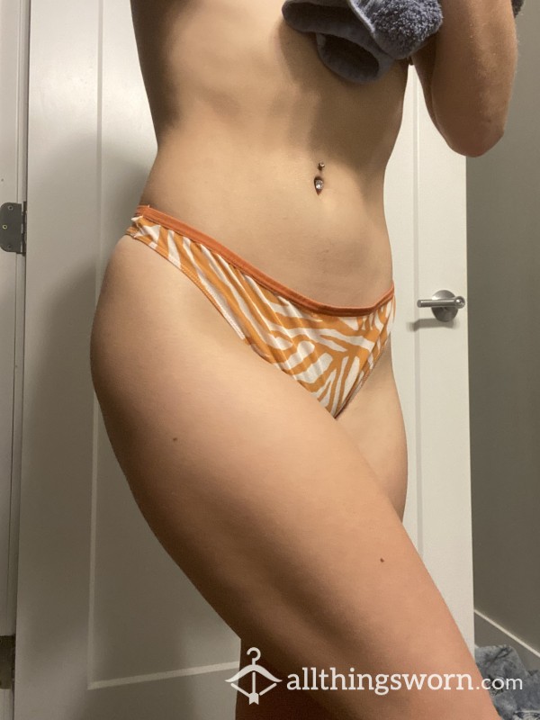 Orange Zebra Mesh Thong (S)