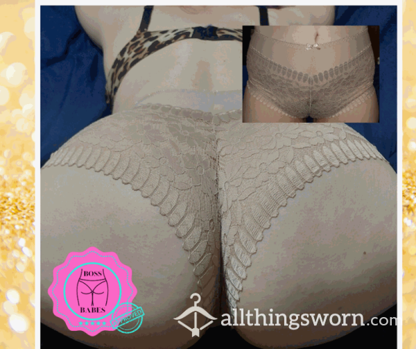 Tan Lace And Silk Boyshorts