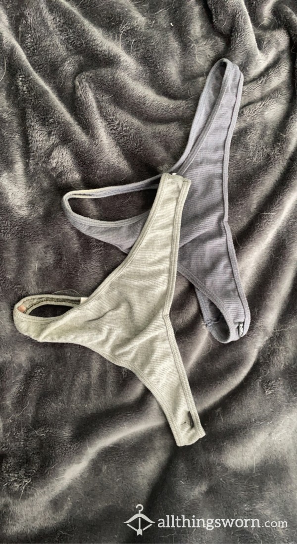 Pair Of Very Loved Gray Thongs💦