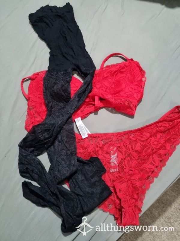 Panties Bra And Tights Set