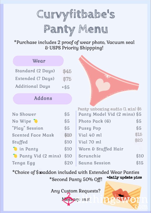 Panty Menu