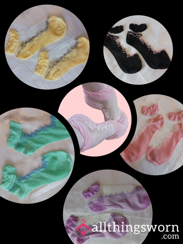 Pastel & Black Sheer Footie Socks