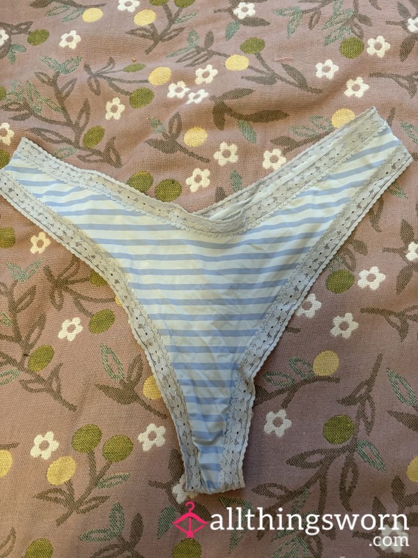 Pastel Blue Striped Thong