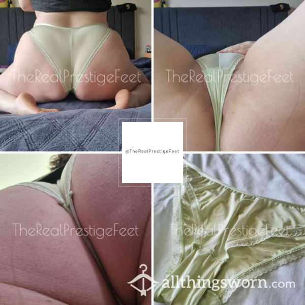 Pastel Green Silky Feel Knickers | Size 14-16 | 2 Days Wear | Includes Pics & Premade Video | See Listing Photos For More Info - From £18.00 + P&P