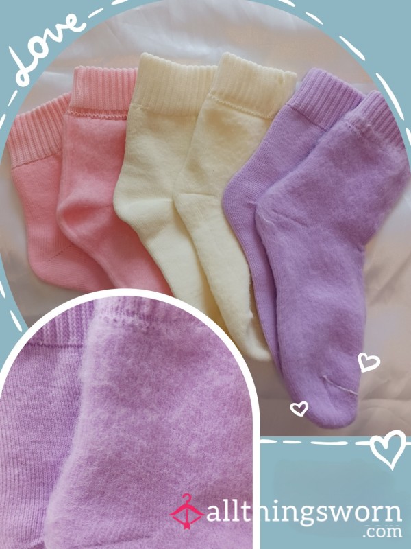 Pastel Or White Thick And Fuzzy Ankle Socks