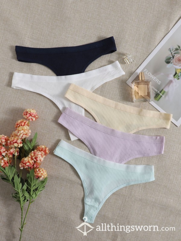 Pastel Pale Ribbed Thongs