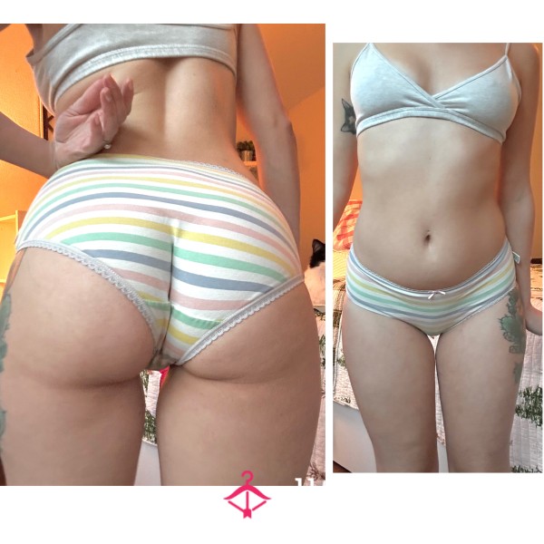 Pastel Striped Pantie | Cheeky Full Back | Cotton | Cute, Girly, Kawaii | Natural Scent