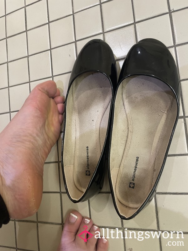 SOLD Patent Leather Sweaty Work Flats: 3 Days