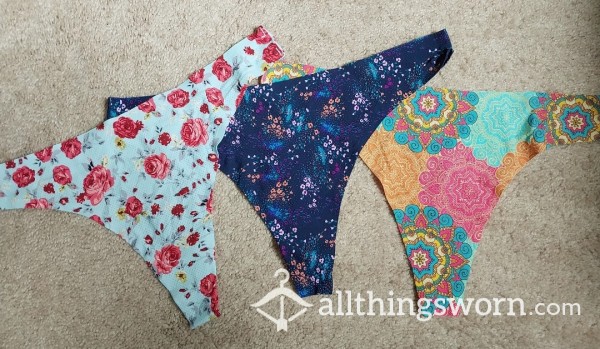 Patterned Thongs With Cotton Gusset