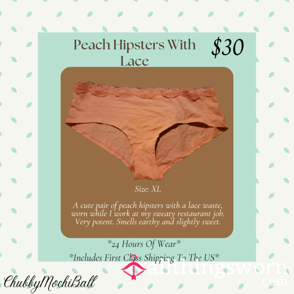 BBW Peach Hipsters With Lace