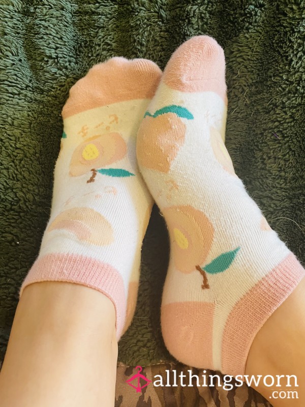 Peach Print Ankle Socks