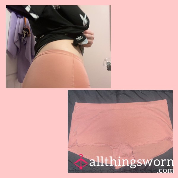 PEACH VICTORIA’S SECRET PINK BOYSHORTS - MEDIUM - WORN FOR 24 HOURS 💦