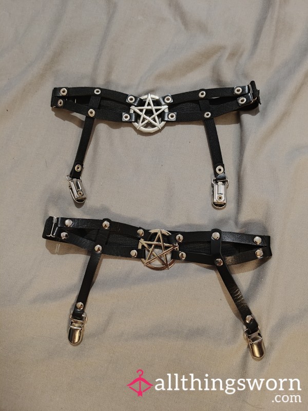 Pentacle Leather Garters