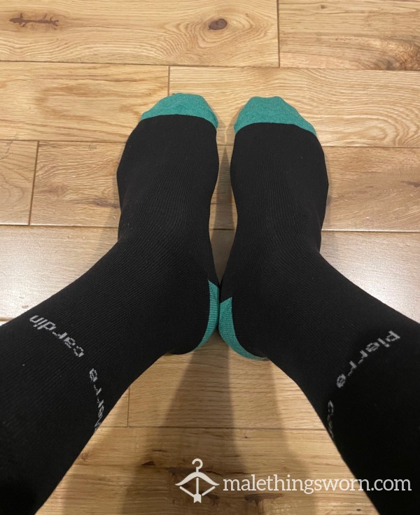 Pierre Cardin Black Dress Socks With Green Coloured Heel & Toe, You Want To Sniff?