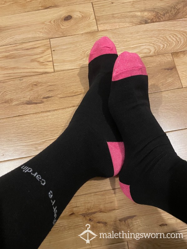 Pierre Cardin Black Dress Socks With Pink Coloured Heel & Toe, You Want To Sniff?