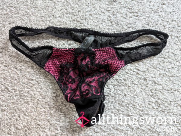 Tgirl Pink And Black Ann Summers Thong - Size 10 - 2 Days Wear