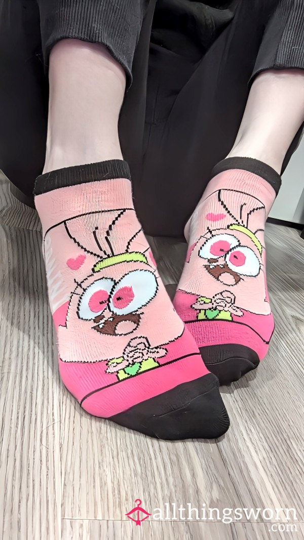 Pink And Black Cute Cartoon Socks