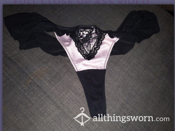 Pink And Black Frill Silk Panties