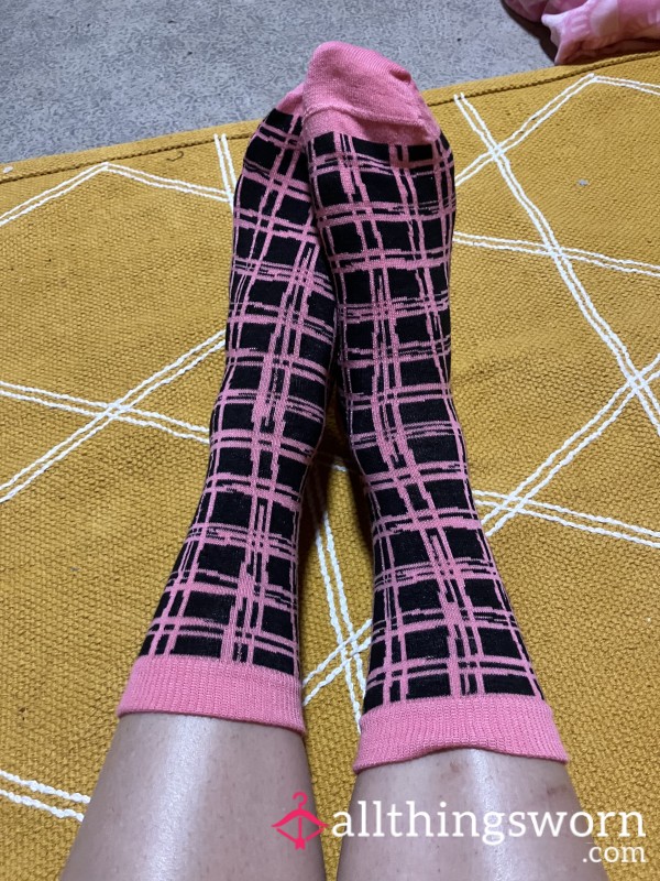 Pink And Black Stripe Vday Sock