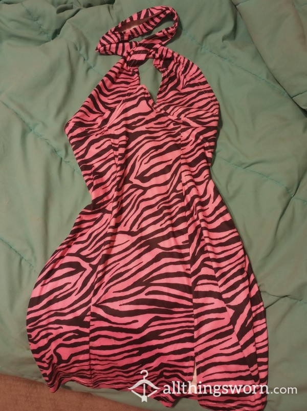 Pink And Black Zebra Print Club Dress