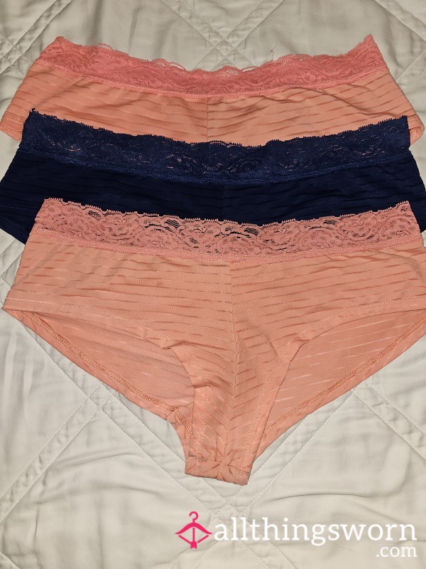 Pink And Blue Lacy Cheeky Panties