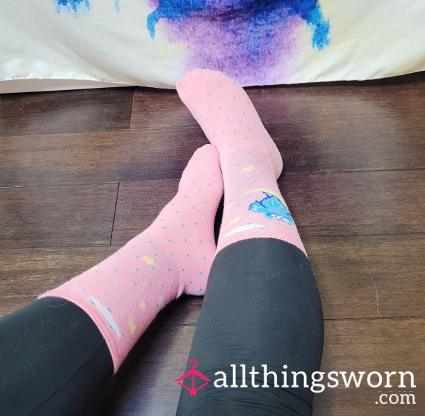 Pink And Blue Owl Socks