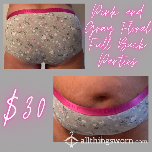 Pink And Gray Flor*l Full Back Panties