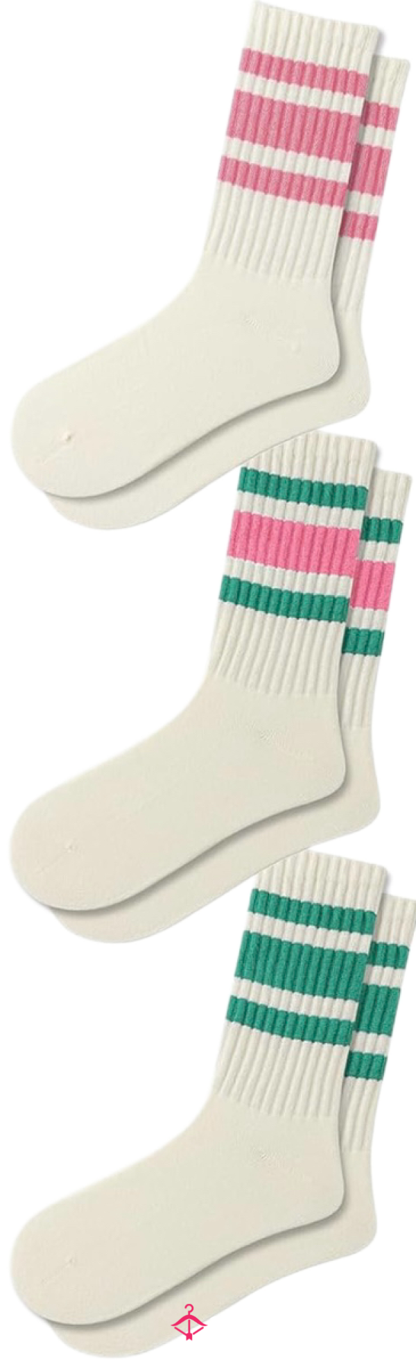 Pink And Green Striped Socks