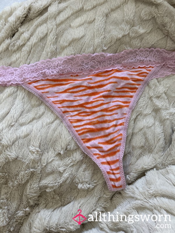 PINK AND ORANGE WELL WORN SAVAGE X COTTON THONG - 1x