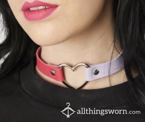 Pink And Purple Heart Choker