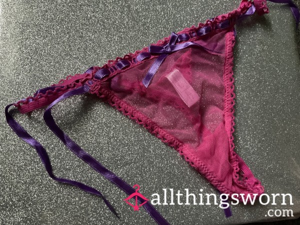 Pink And Purple Thong With Side Ribbons