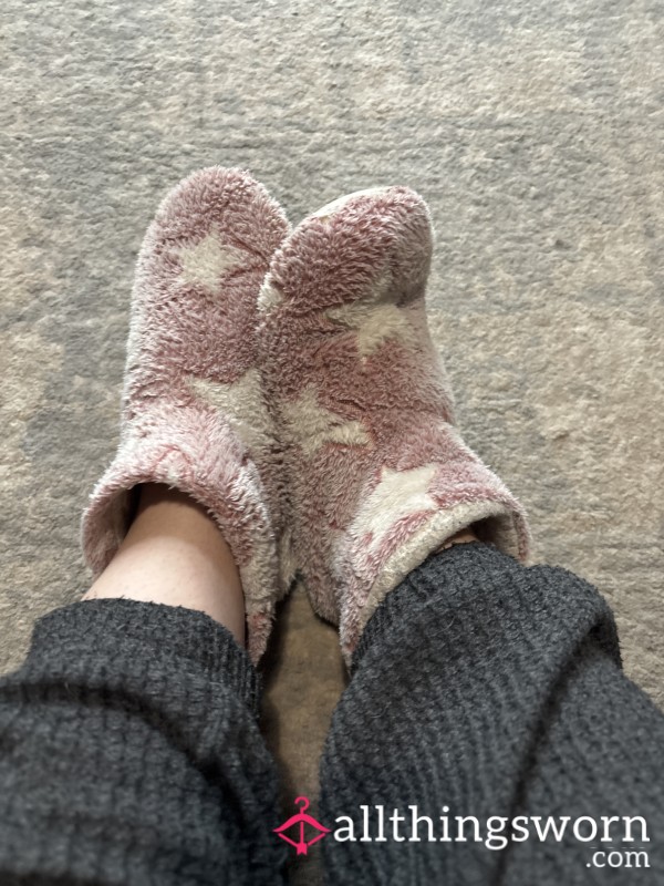 Pink And White Heart Boot Slippers