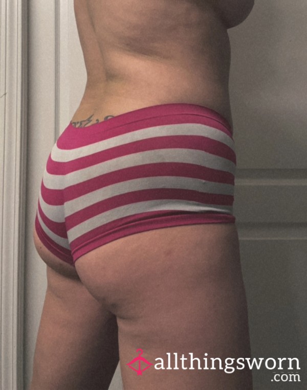 Pink And White Striped Boy Shorts