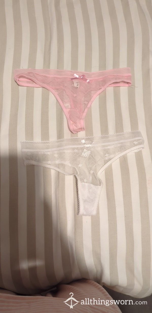 Pink And White Thong