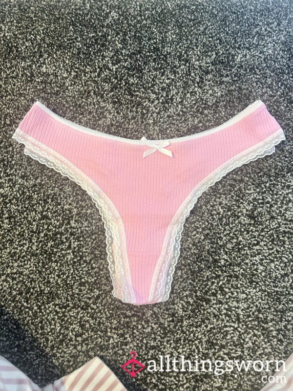 Pink And White Thong