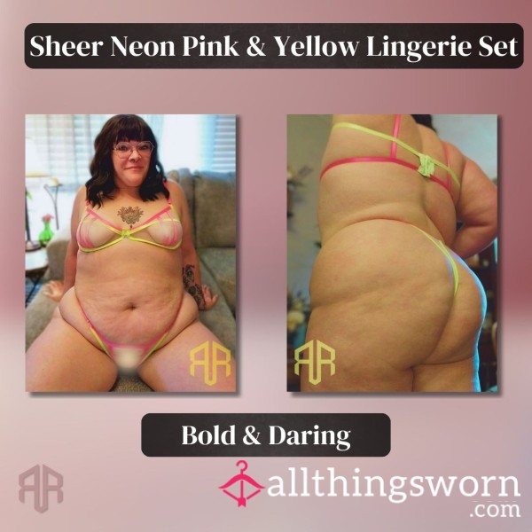 Sheer Neon Pink & Yellow Lingerie Set – Bold & Daring!