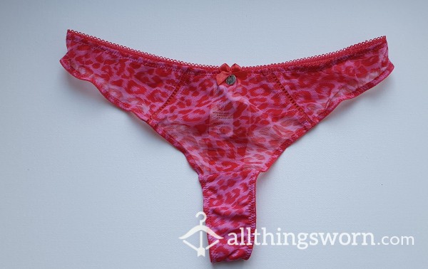 Pink Animal Print Sheer Print Thong 💖