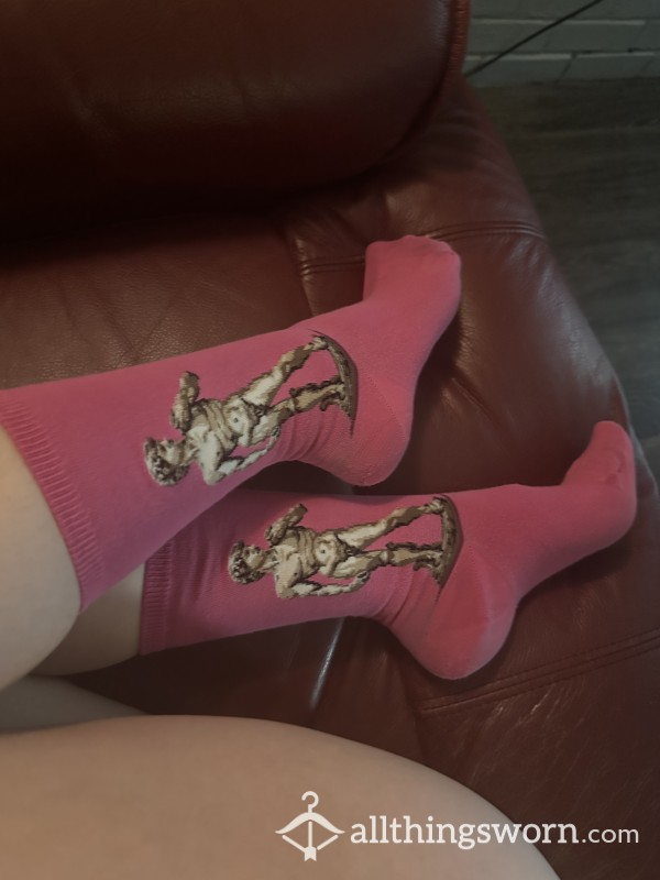 Pink Art Hoe Socks Statue Of David