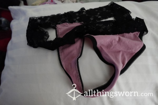 Pink & Black, Lacy & Sheer Thong