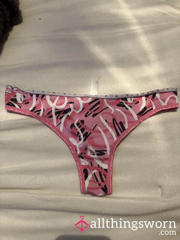 Pink Black & White Thong