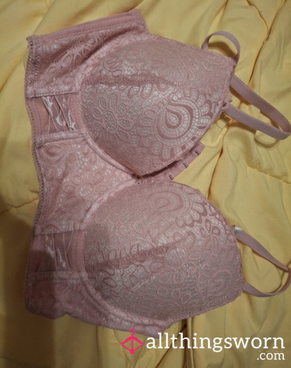 Pink Bra With Me Spilling Out Of It