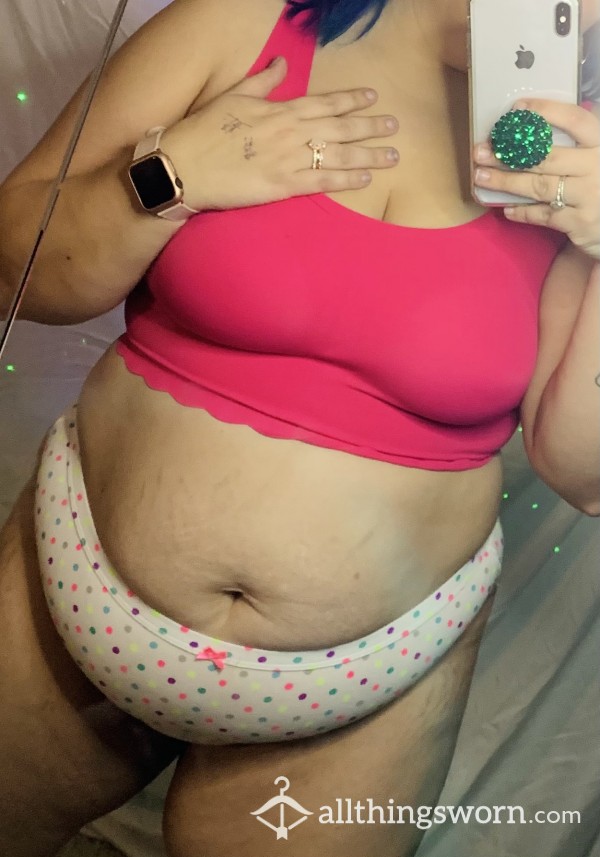 Pink Bralette And Matching Polka Dot Thong