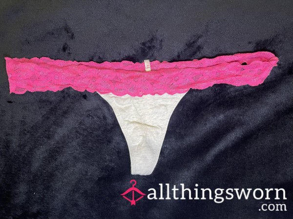 Pink Brand Size L Bright Pink Thong