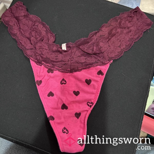 Pink & Burgundy Lace Thong