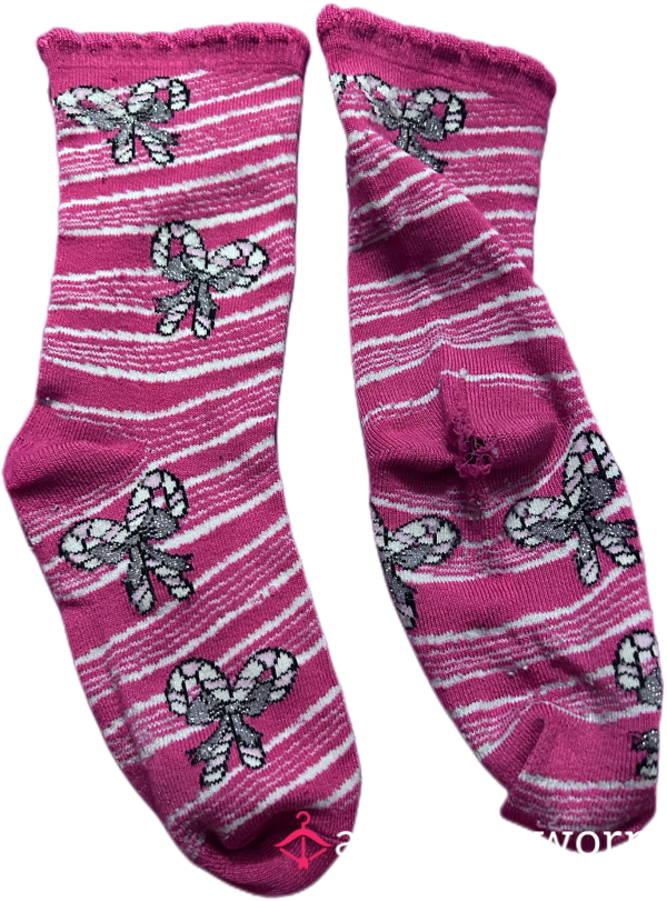 Pink Candy Cane Socks With Holes